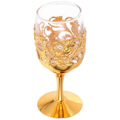 TOVINANNA Copa de Vidrio Metálica para Licor Pequeña Copa de Vino Reutilizable Vaso Compacto para Bebidas Frías y Calientes Adecuado para Uso Doméstico y Camping