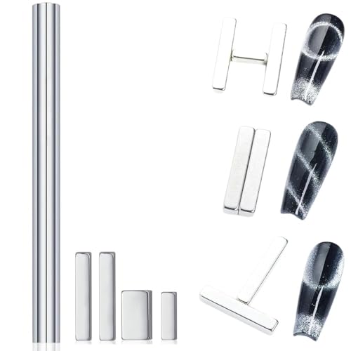 Image of THR3E STROKES 5 Pieces Cat Eye Nail Magnet for Magnetic Gel Polish - Wood Stick Design Tool for DIY Home, Salon, Studio (5PCS SET)