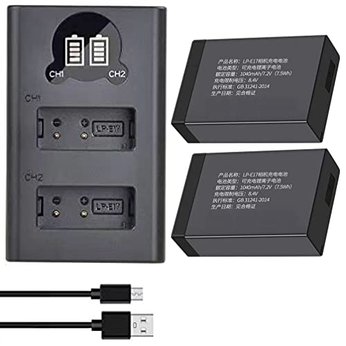2 pacotes de bateria LP-E17 + carregador LED para Canon EOS Rebel SL2 SL3 T6i T6s T7i, EOS M5 M3 M6,