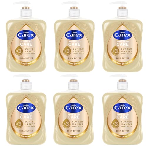 Carex Advanced Care Shea Butter Antibacterial Hand Wash, 3x More Moisturisers, Clean & Protect Hands, Bulk Buy, Pack of 6 x 500ml