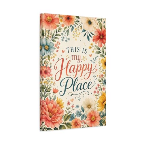 Tableau Aquarelle Salon Floral Happy Place Déco Murale 40x60