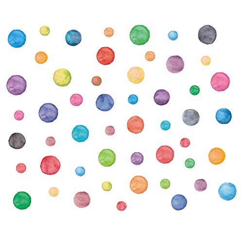 Iarttop Colorful Dot Decal (51Pcs), Watercolor Polka Dots Wall Sticker For Nursery Kids Bedroom Classroom Decor, Multicolor Circle Window Clings Decoration #TOP1