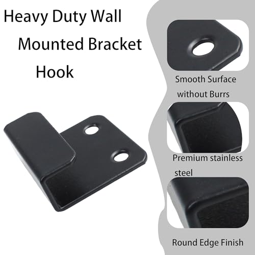 Image of 12 Pcs Stainless Steel Tile Display Hanger, Heavy Duty Wall Mounted Bracket Hooks for Ceramic Tiles, Mirrors, Picture Frames, Black, 0.79 inch Inner Width