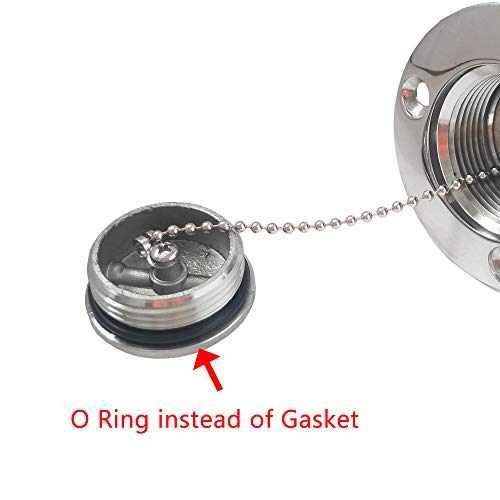 keehui New Casting Mirror- Polished 316 SS for 1-1/2''(38MM) Marine Boat Yacht Caravan -Metal Letter Waste Tank Deck Fill Filler with Key Cap and Key - Thumbnail 4