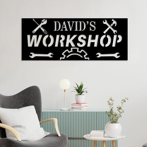 Custom Metal Workshop Sign Personalized Name Wall Art for Garage, Man Cave, and Tool Shed Decor - Image 2