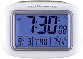 Collections Etc Cordless Atomic Digital Alarm Clock, White