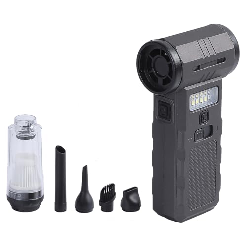 Compressed Air Duster, 180000RPM 3-Gear Adjustable Electric Air Duster/Car Vacuum with LED Light, Cordless Air Blower Electric Cleaner Kit for PC/Keyboard/Car, Replaces Canned Air