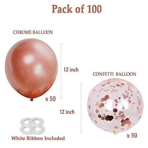 Image of AMFIN Valentine Rose Gold /Valentine Confetti Combo /Birthday Rose Gold Theme /Anniversary Suprise /Baby Shower Balloons- Pack of 100