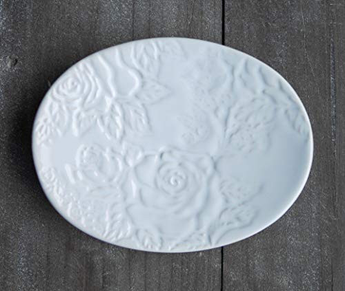 Flair Vitrine Seifenschale Seifenablage Schale -Rose- Keramik weiß Bad Nostalgie Landhaus Shabby French Cover