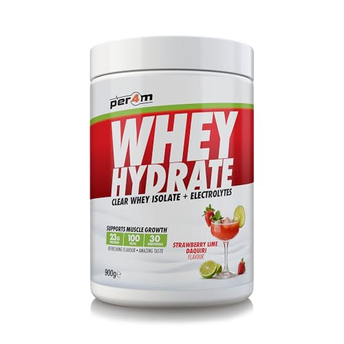 Per4m Whey Hydrate | 23g Whey Isolate & Aquamin Electrolytes | Muscle Growth & Hydration | Clear, Refreshing & Low in Sugar | 30 Serving (900g, Strawberry Lime Daquiri)