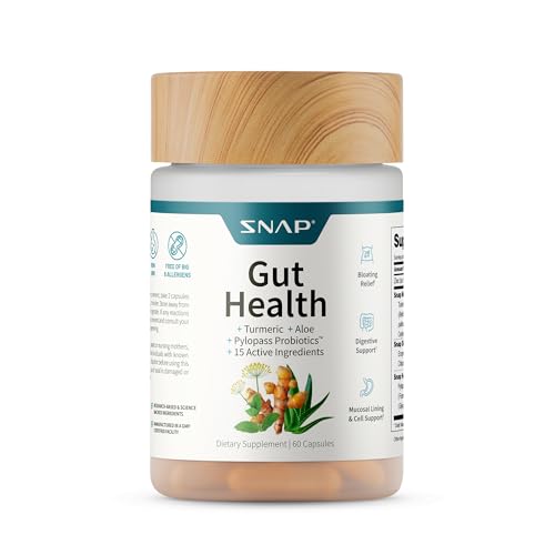 Snap Supplements Gut Health Supplements for Men and Women, Prebiotics and Probiotics for Digestive Health, Leaky Gut Supplements, Gut Cleanse, Digestive Probiotic (60 Capsules)