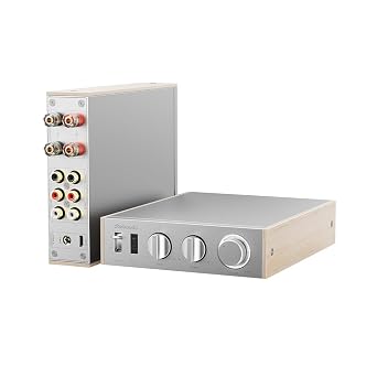 JadeAudio Level 1 Desktop HiFi Bluetooth LDAC Amplifier, 2300W Class D Amp, USB/Coax Input, Subwoofer Output, Stereo Amplifier for Home Theater/Computer/Speakers with 48V Power SupplySilver