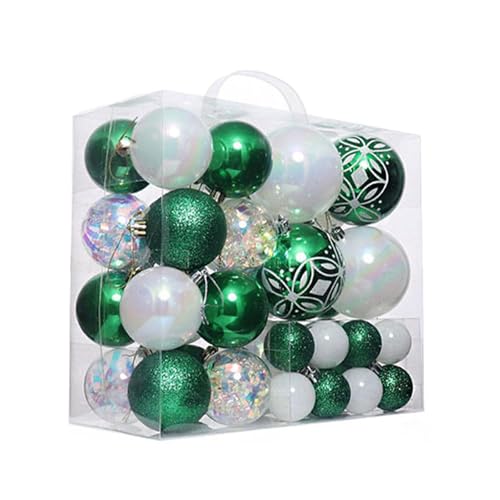 Boules de Noël haut de gamme vert blanc, suspensions fêtes intérieur 46 pces - 8