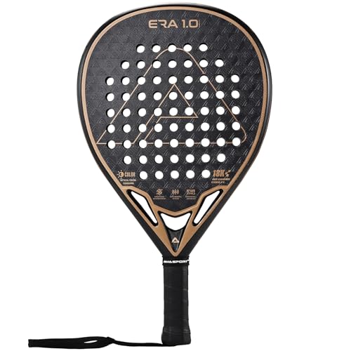AMA SPORT ERA 1.0 Padelschläger 18K Kohlefaser-Oberfläche mit EVA-Flexschaumkern Paddelschläger Leichte Power & Präzisionskontrolle Padelschläger für fortgeschrittene Spieler (Roségold)