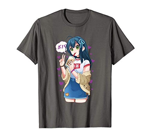 Kawaii Cute Anime Girl Otaku Japanese Boba Bubble Tea Gift Camiseta