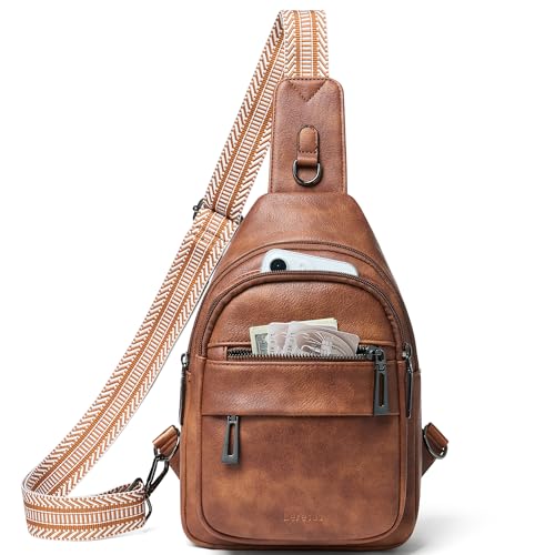 Leresas Sling Bag for Women Crossbody Bags Fanny Pack Sling Purse Backpack Over Shoulder Bag Vegan Leather Travel Brown