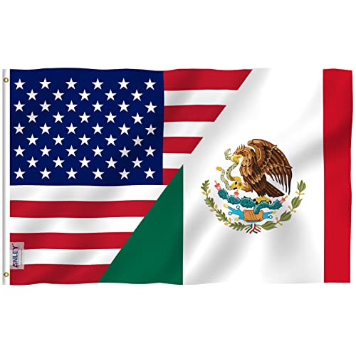 Anley Fly Breeze 3x5 Feet America Mexico Friendship Flag - Vivid Color and Fade proof - Canvas Header and Double Stitched - Friendship Forever US MX Flag with Brass Grommets 3 X 5 Ft