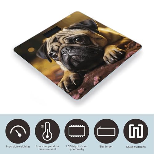 Báscula digital de baño Cry Pug de vidrio templado miniatura 3