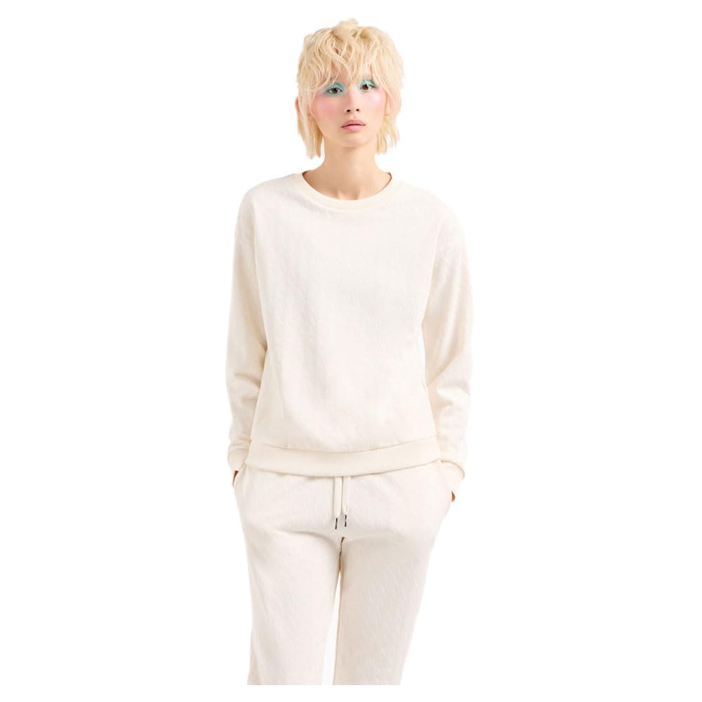 Armani Exchange Women's Essential, All Over Logo, Sweatshirt, White, M, ISO, M