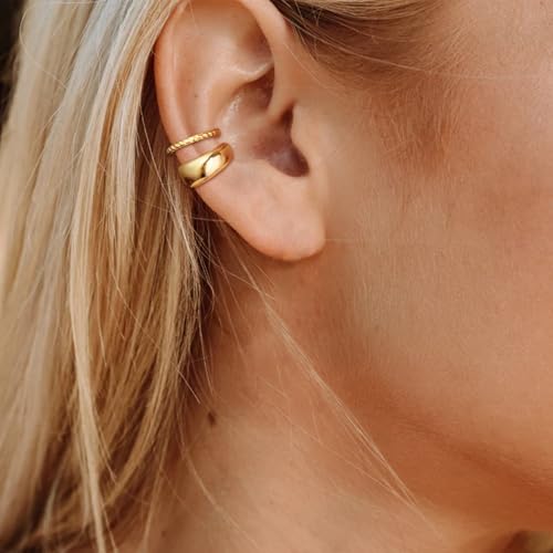 Image of Ear Cuffs Non Piercing 14K Gold Plated Ear Cuff Earrings for Women Trendy Clip on Cartilage Earring Stacks Non Pierced Adjustable Fake Earrings Set Jewelry Christmas Gift 2026 Stocking Stuffers