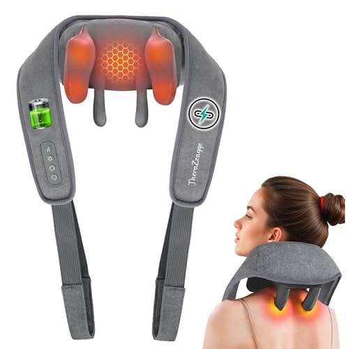 THERAZZAGGE Cordless Neck Massager with Heat - FSA Eligible HSA Neck Shoulder Massager for Pain...