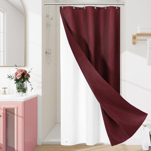 Craidlela 3 in 1 Stall Half Size Burgundy Shower Curtain