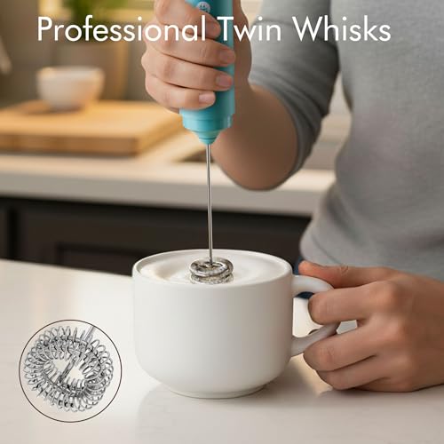 Image of Rechargeable Milk Frother Handheld, 2-IN-1 Dual Spring Whisk Electric Frother Wand for Cappuccino Latte Macchiato, Portable Drink Mixer for Coffee, Matcha, Hot Chocolate