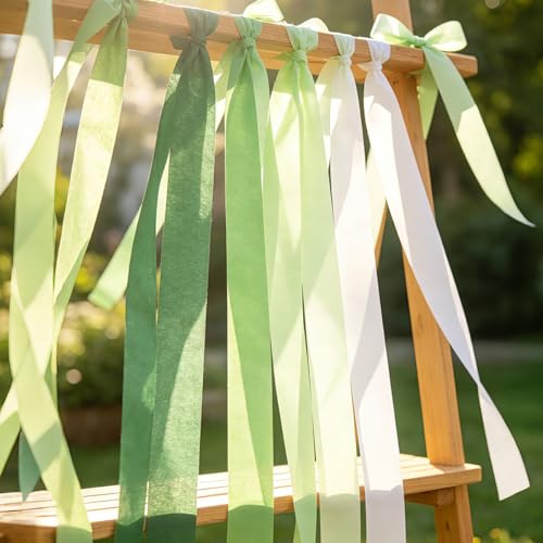 Image of NICROHOME EUR Green Birthday Party Crepe Paper Streamers, 5 Rolls Retro Gradient Green Hanging Garlands for Spring Party Baby Shower Bridal Shower Wedding Woodland Safari Boho Decor, 1.8 x 82 Ft /Roll