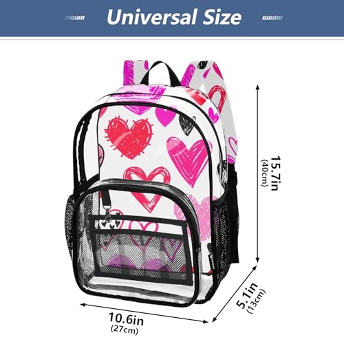 Travel Clear Backpack Floral Girls Backpack for Kids Approved Transparent Bag Hearts Styles4