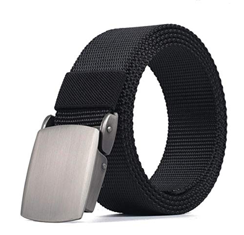 furein Cinturón Táctico Militar Ajustable para Hombre y Mujer Unisex, Lona Nylon con Hebilla Clásica, Largo Recortable (Negro)