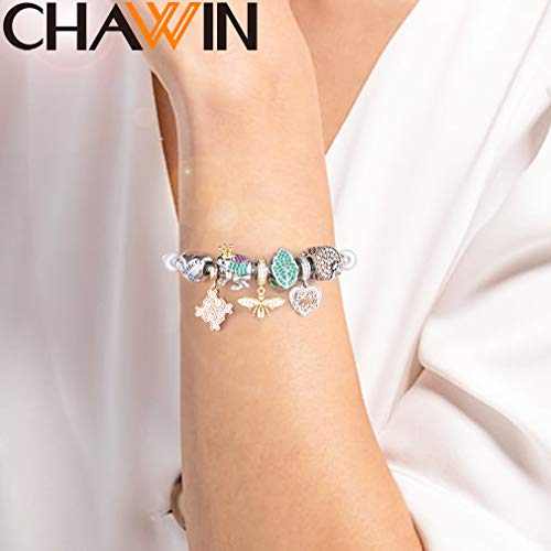 Chawin Sparkling Queen Bee Charms Gold Plated 925 Sterling Silver Dangle Charm Insects Nature Garden Beads With Clear Cz Compatible With Pandora Charms Bracelet Necklace Gifts For Women/Wife/Mother/Sister thumb #4