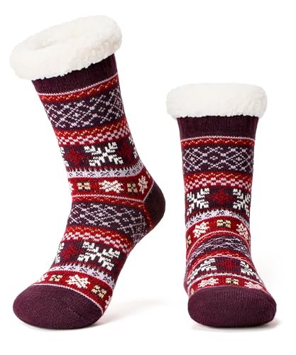 Image of The Metluks Women's Fuzzy Slipper Socks with Non-slip Grippers, Sherpa Lined Warm Cozy Gift Socks