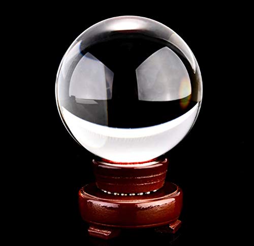 Zoogamo 110mm (4.3 Inch) Clear Crystal Ball with Wood Stand– K9 Glass Crystal Decorative Ball Photography Lensball, Meditation Orb & Home Decor for Feng Shui with Gift Box