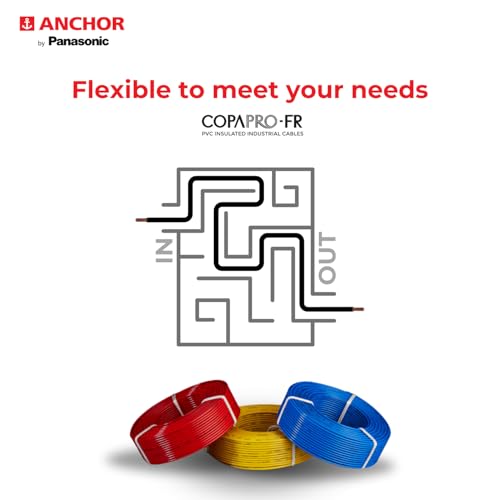 Image of Anchor by Panasonic 6 mm COPAPro FR Electrical Wire, 90 Meter Fire Resistant Single Core PVC insulated Pure Copper Wire, Anti Rodent Anti Termite Flexible Wire for Connections (RED, 96142RD-02)