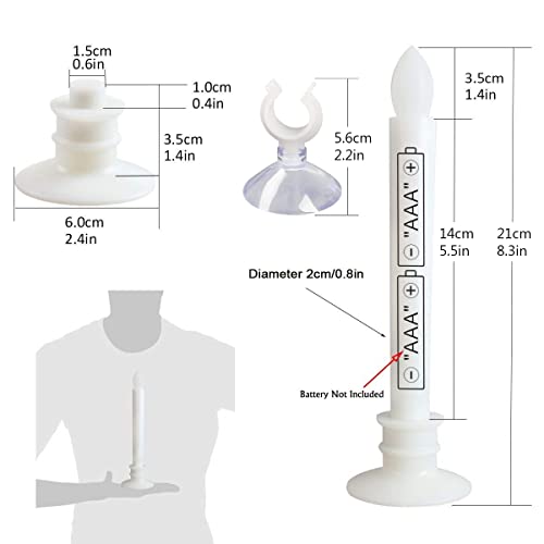 Image of 10 Pack Flameless Taper Candles with Remote /Timer & Suction Cup, Battery Operated Flickering LED Window Candles, Vintage Christmas Electric Fake Candlesticks, White Holder