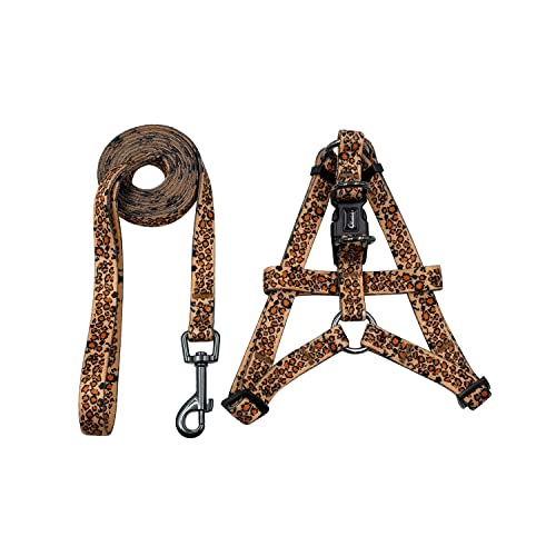 Olahibi Pink Leopard Pattern Basic Dog Halter Harness Leash Set, ...