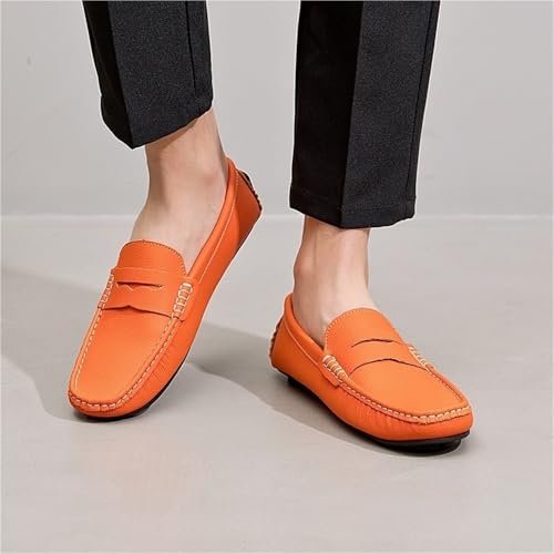 Men's Loafers Shoes Round Toe Nubuck Leather Driving Loafers Flat Heel Resistant Flexible Outdoor Slip On3