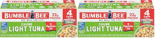 Image of Bumble Bee Chunk Light Tuna In Oil, 5 oz Cans (Pack of 8) - Wild Caught Skipjack Tuna - 22g Protein Per Serving - MSC Certified Sustainable Seafood, Non-GMO, Gluten Free, Kosher