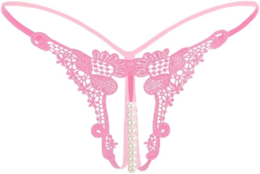 Women Panties Sexy Lingerie G-string Hong Thin Rope Hollow Open File Beaded Pearl No Trace Breathable Underwears