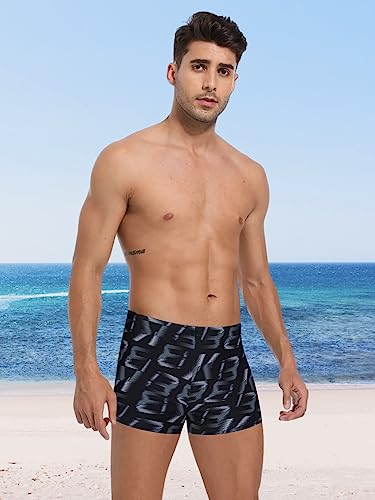 Image of Men's Square Leg Swimming Jammer Shorts UPF50+,Men Swimsuit Swim Jammers Fabric Shape Retention