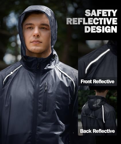 Image of SWISSWELL Mens Cycling Rain Jacket Waterproof Lightweight Windbreaker Jackets for Men Raincoat with Hood