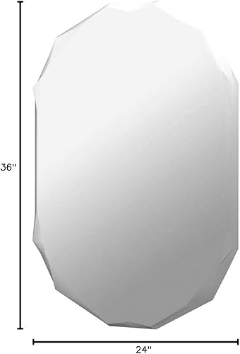 MUAUSU Espejo de pared festoneado sin marco para baño, 36 x 24 pulgadas, borde biselado, espejo de baño rectangular sin marco para pared