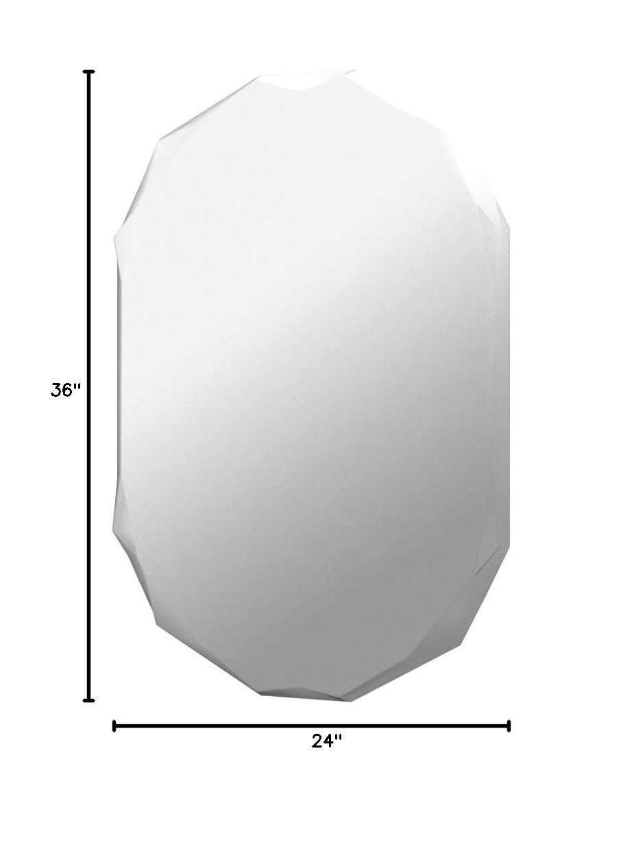 MUAUSU Frameless Scalloped Wall Mirror for Bathroom-36'' X 24'' Beveled Edge Frameless Rectangle Bathroom Mirror for Wall