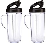 2 Bullet On The Go Mugs for Magic Bullet with Flip Top Travel Lids