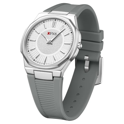 Image of OFNS Ultra Thin Large Dial Men Women Wrist Watch, Waterproof Luminous Analog Quartz Watch with Silicone Strap Casual Business Daily Commute Dress Watch for Unisex ,Gray Silver White