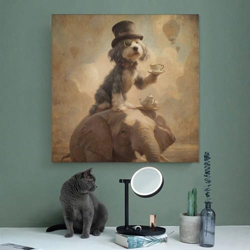 Steampunk Dog on Elephant Canvas Poster Bedroom Decor Landscape Office Room Decor Gift 28x28inch(70x70cm) steampunk buy now online Steampunk Dog on Elephant Canvas Poster Bedroom Decor Landscape Office Room Decor Gift 28x28inch(70x70cm) steampunk buy now online