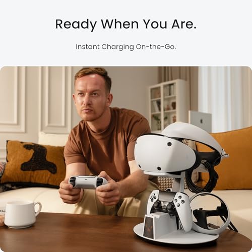 Image of KIWI design D2 3-in-1 Controller Charging Station for PSVR2 and PS5 | VR Display Stand, LED-Charging Indicator