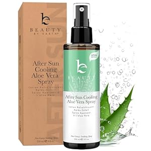 After Sun Cooling Aloe Vera Spray – USA Made With Organic Aloe Vera, Fast Absorbing After Sun Care for Sunburn Relief, Skin Cooling After Sun Spray, Sunburn Treatment Spray Lotion for Body