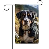 Ganshan Bi Drôle Grand Bouvier Suisse Jardin Drapeau Peinture à l'huile Chien Chiot Portrait Drapeau Bannière Extérieur Jardin Ferme Décorations Personnalisées 30 x 45 cm Double Face Style 4
