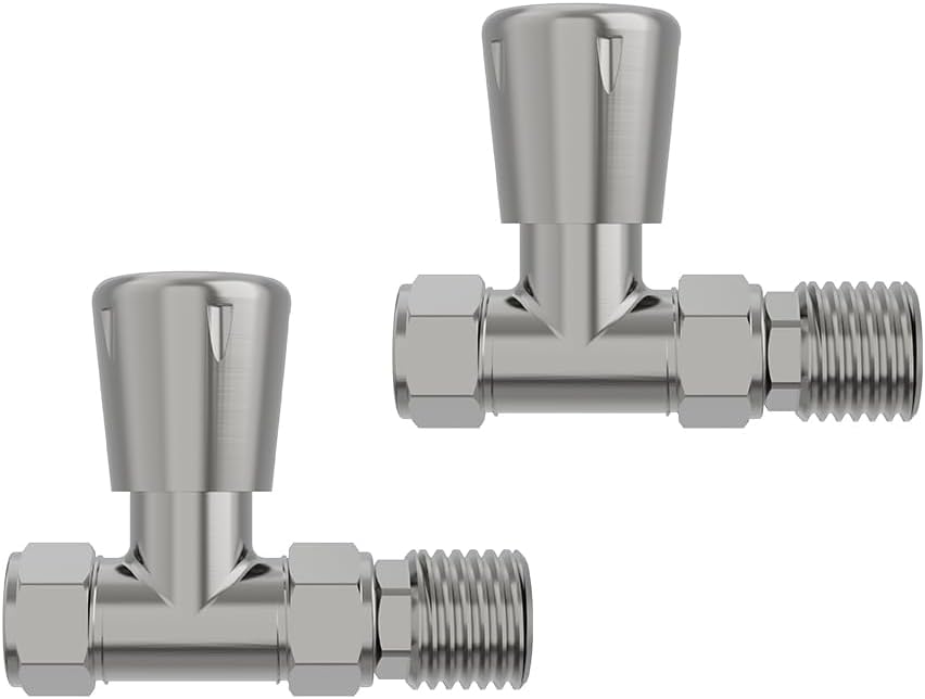 Warmehaus Straight Towel Radiator Valves Round 15mm for Towel Rail Radiator Satin Nickel โ image 1